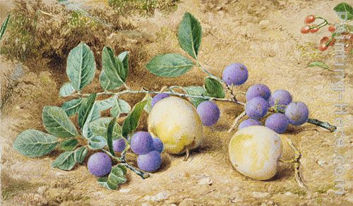 Plums painting - John William Hill Plums art painting